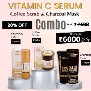 Vitamin C Serum Coffee Scrub & Charcoal Mask Combo